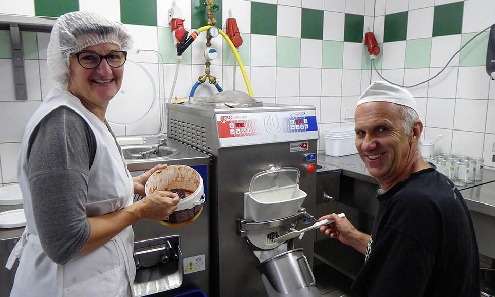 In the production room at the farm — where every flavour is made.