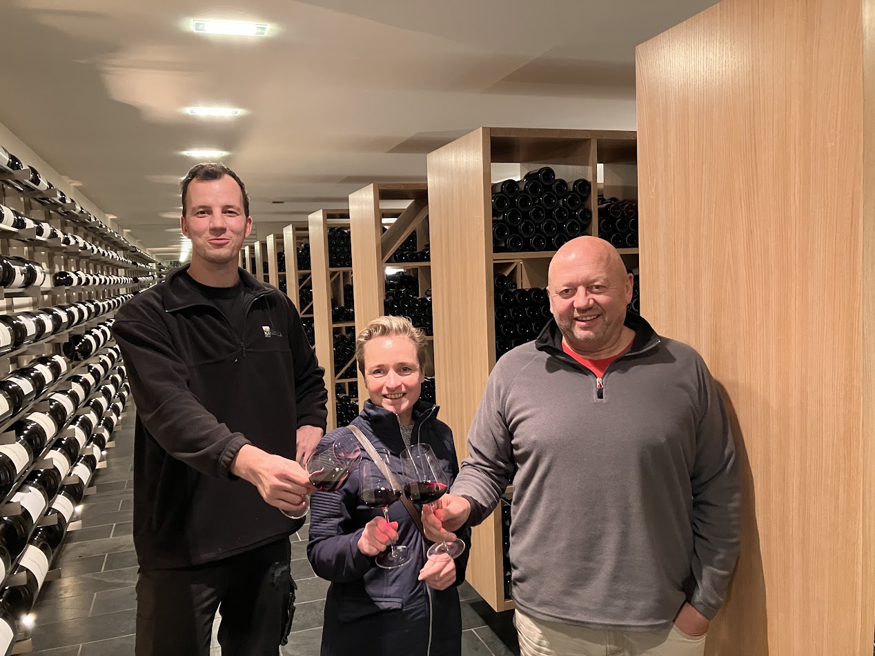 In the cellar in Tadten: Robert junior, Liane and Robert senior.